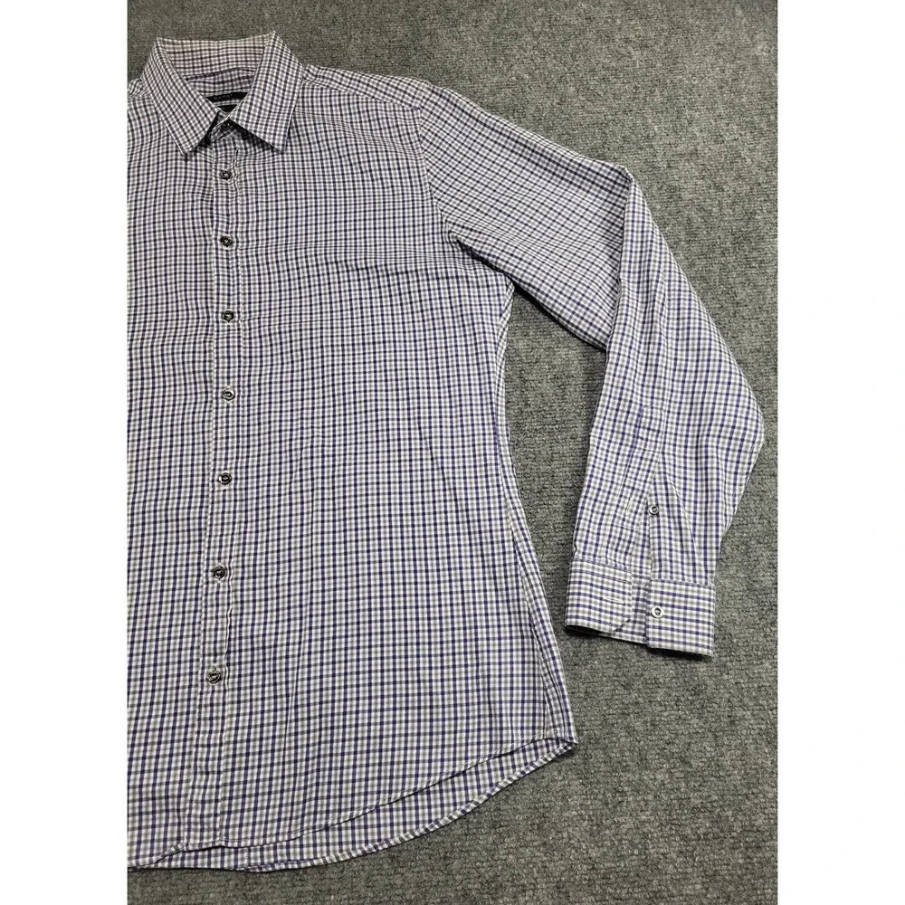 Authentic Gucci Men's Dress Shirt Slim Blue/Grey/White Plaid 307648 4640 Check